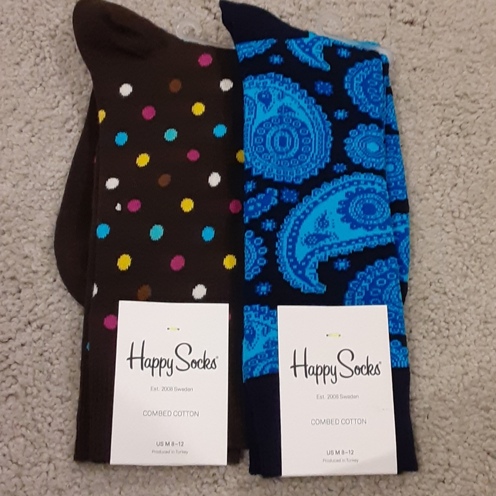2 pairs men's Happy Socks dress socks